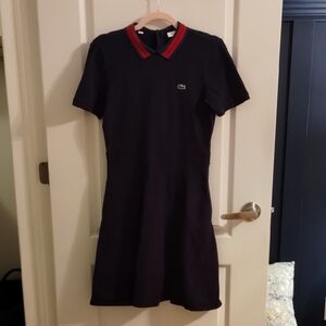 Lacoste Women's Black Dress with Red Collar